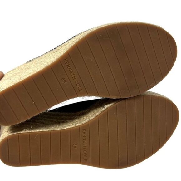 #328 KENNETH COLE Navy Suede Wedge Sandals - Picture 6 of 9